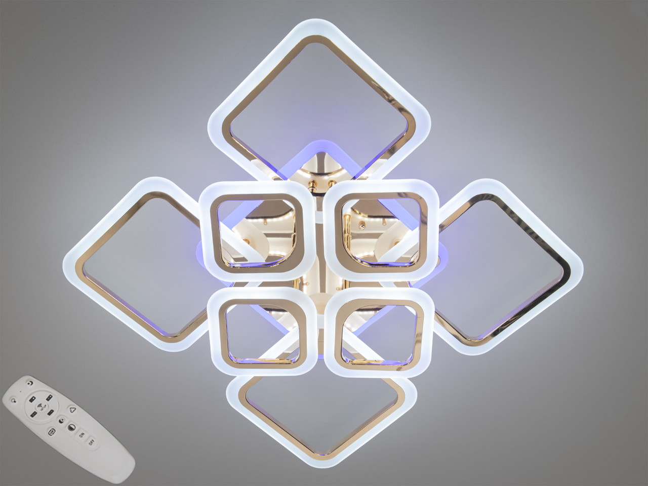 Люстра стельова LED Diasha HA8060/4+4G, 115W, 3200K-6500K, золото, сучасний стиль з пультом управління Люстра стельова LED Diasha HA8060/4+4G, 115W, 3200K-6500K, золото, сучасний стиль з пультом управління