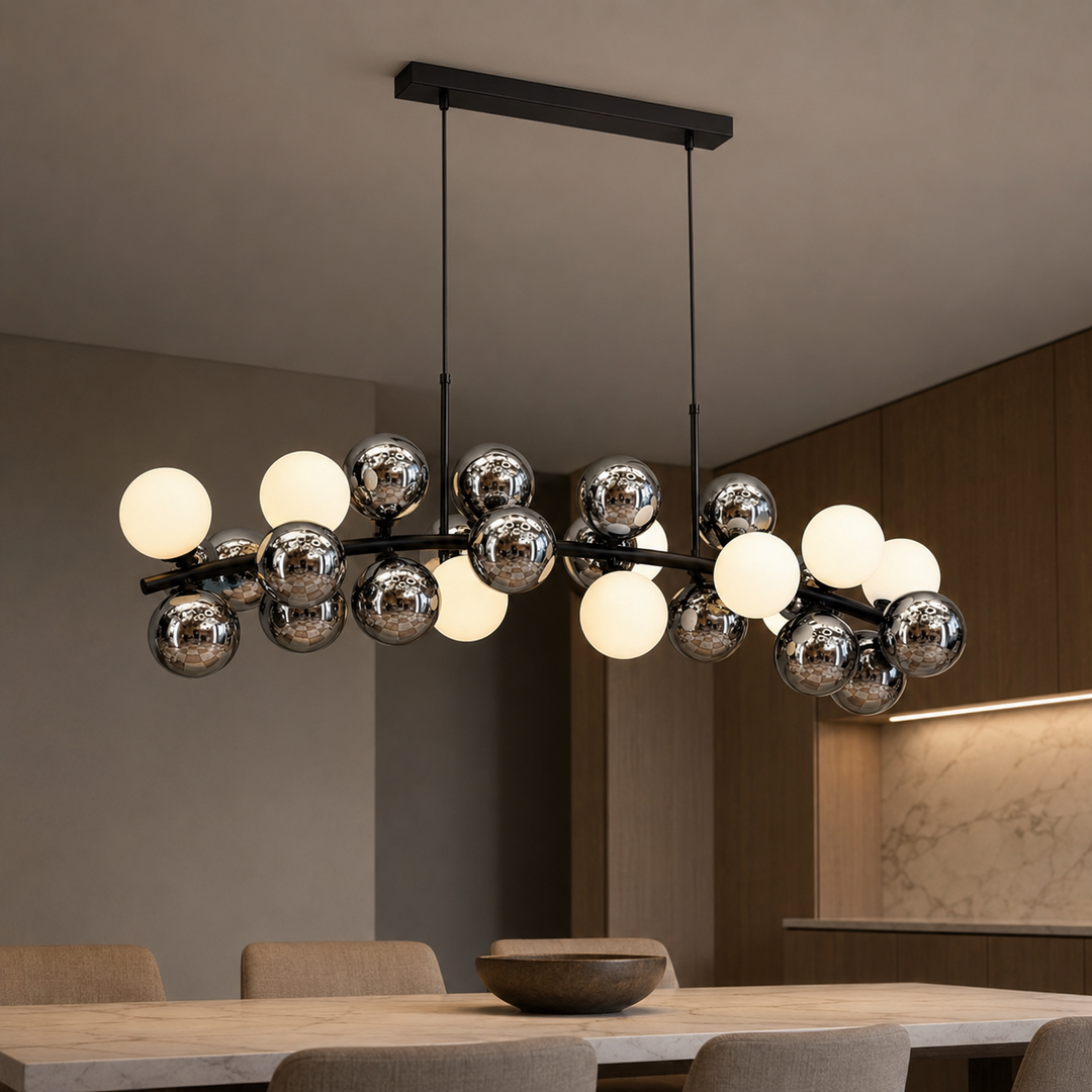 Підвісна люстра Artlight LQ7073-24 на 8 ламп G9 з білими та графітовими плафонами
