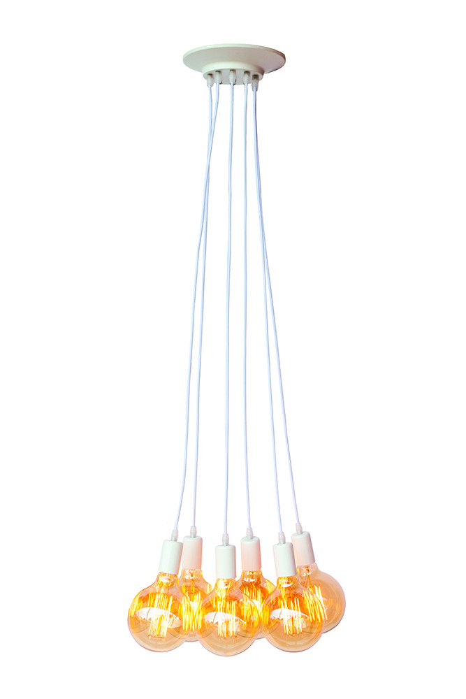 Світильник підвісний Levistella 7527120-6 WH, 6 плафонів, білий метал, стиль лофт