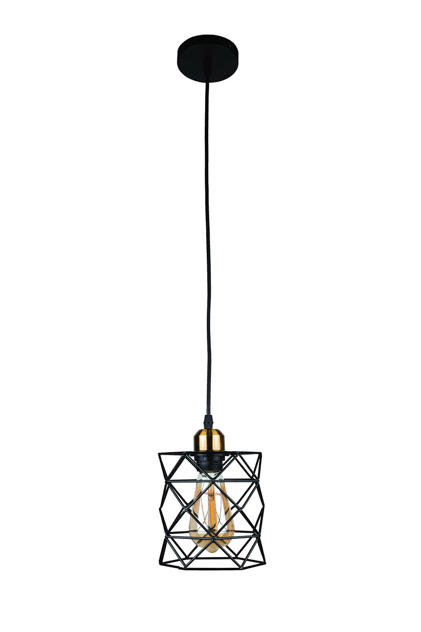 Світильник підвісний Levistella 756PR105F-1 BK+BRONZE, E27, метал, чорний+бронза, стиль лофт