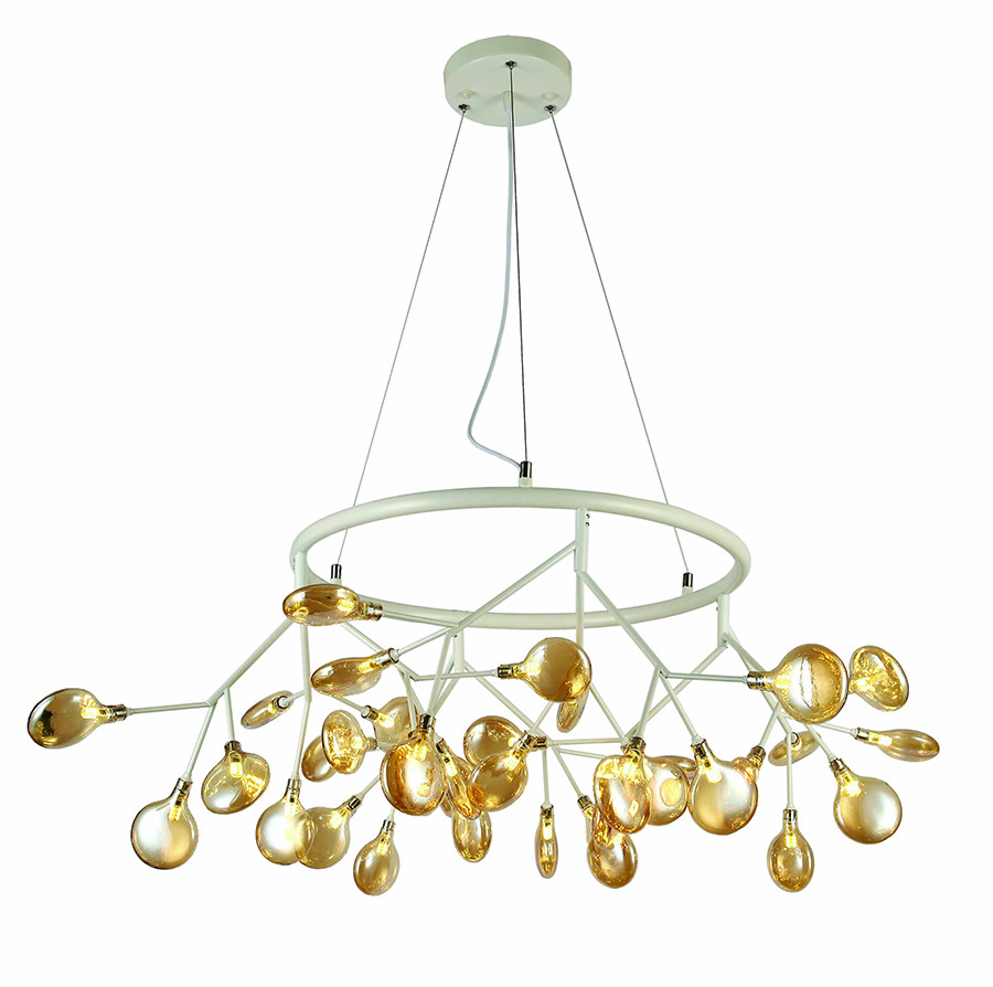 Люстра стельова LED Levistella 918LP263-36 WH+BR, 36 плафонів, білий і коричневий, метал і скло, сучасний стиль для дому