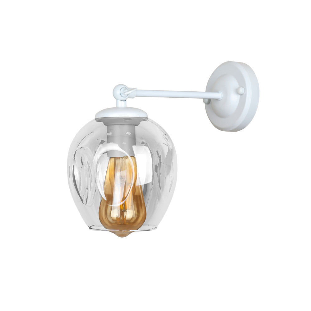 Бра настінне Levistella 756WPR0231F-1 WH+CL, E27, білий метал + прозоре скло, сучасний стиль для дому
