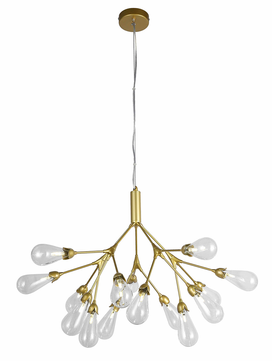 Люстра стельова Levistella 918LP268-15 GD+CL, 15 плафонів, золотий, прозорий, метал, скло, сучасний стиль для дому Люстра стельова Levistella 918LP268-15 GD+CL, 15 плафонів, золотий, прозорий, метал, скло, сучасний стиль для дому