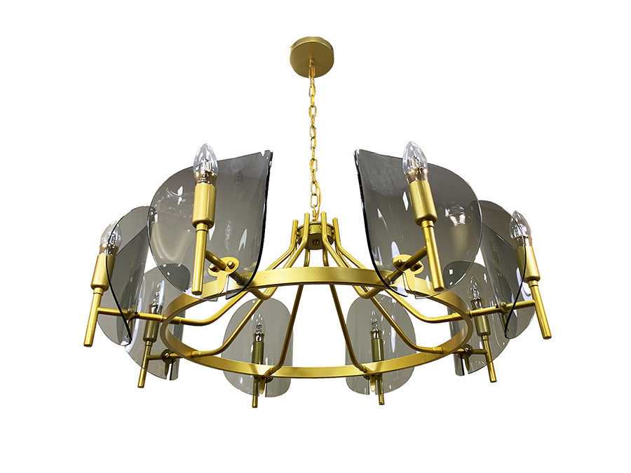 Люстра стельова Levistella 756LPR0032-8 GD+BK, 8 плафонов, E14, золотий, чорне скло, сучасний стиль для вітальні Люстра стельова Levistella 756LPR0032-8 GD+BK, 8 плафонов, E14, золотий, чорне скло, сучасний стиль для вітальні