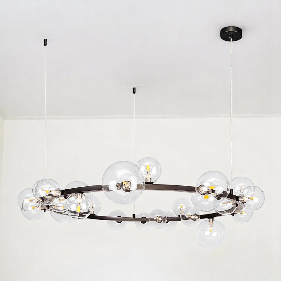 Люстра кільце з прозорими кулями Levistella 918LP267-24 BK+CL Люстра кільце з прозорими кулями Levistella 918LP267-24 BK+CL