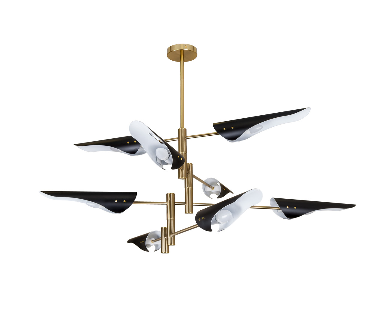 Люстра стельова LED Levistella 761V1019-8 BK, 8 плафонов, E14, бронза + чорний, сучасний стиль, 1220x780мм