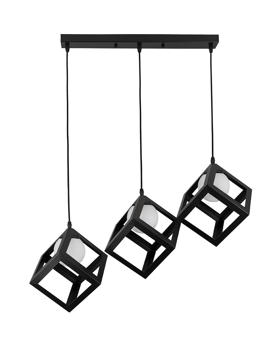 Світильник підвісний Levistella 756PR160glass-3 BK+WH (500), G9, квадратний, чорний метал + білий, для вітальні Світильник підвісний Levistella 756PR160glass-3 BK+WH (500), G9, квадратний, чорний метал + білий, для вітальні