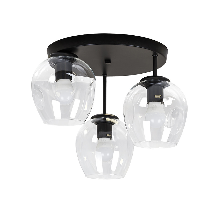 Люстра стельова Levistella 756HPR0231F-3 BK+CL (300), E27, 3 лампи, чорний + прозорий, сучасний дизайн Люстра стельова Levistella 756HPR0231F-3 BK+CL (300), E27, 3 лампи, чорний + прозорий, сучасний дизайн