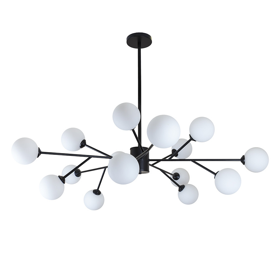 Люстра лофт з білими кулями Levistella 7529806-15 BK+WH