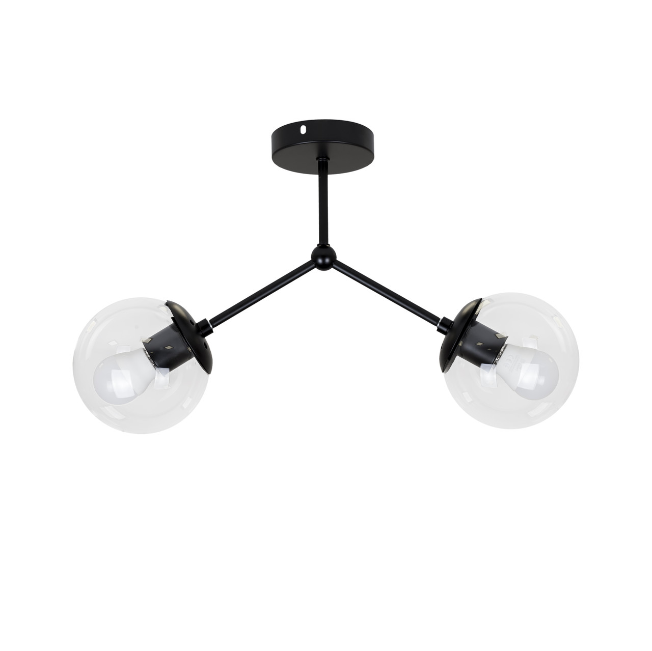 Люстра стельова LED Levistella 7529811-2 BK+CL, E27, чорний, скло, сучасний дизайн, 2 плафона, 480 мм