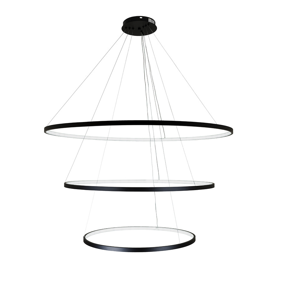 Люстра стельова LED Levistella 7529832-3A BLACK LED (600+800+1000), 170W, чорний, сучасний стиль, з пультом управління, 3 кільця