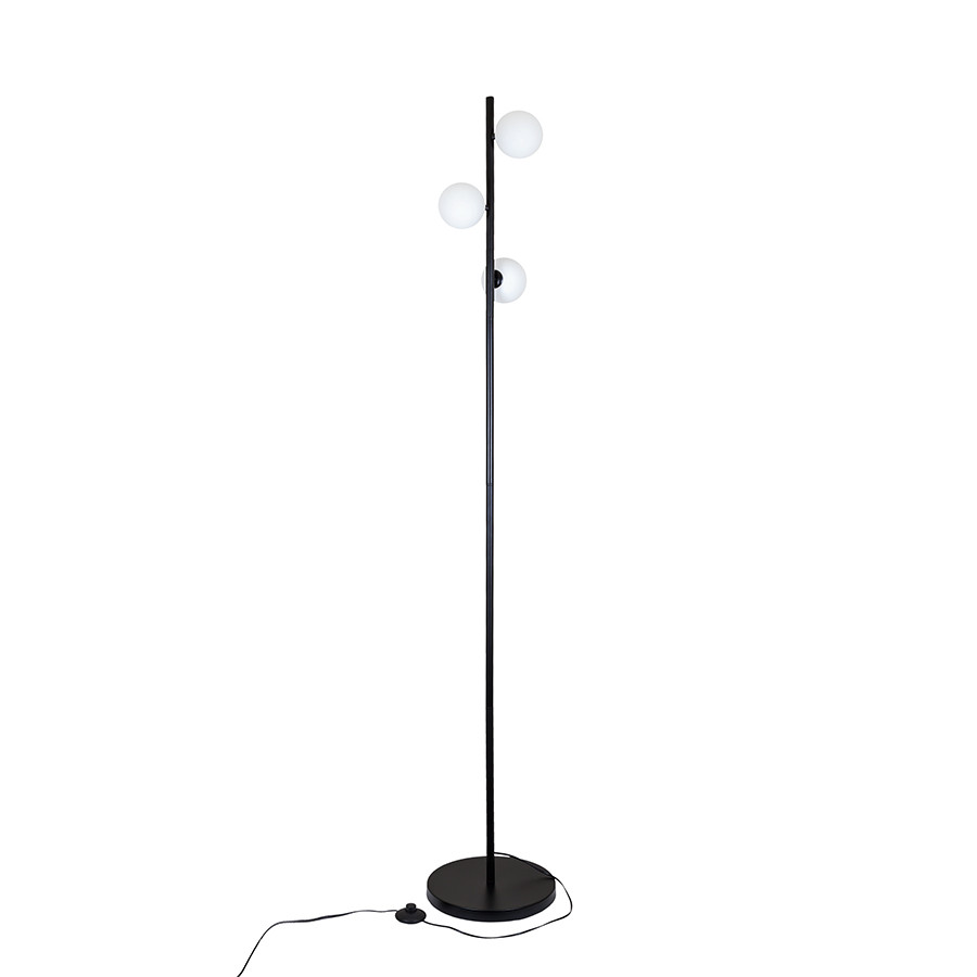 Торшер Levistella 7529834-3 BLACK, G9, 3 плафона, чорний метал, біле скло, сучасний стиль для дому Торшер Levistella 7529834-3 BLACK, G9, 3 плафона, чорний метал, біле скло, сучасний стиль для дому