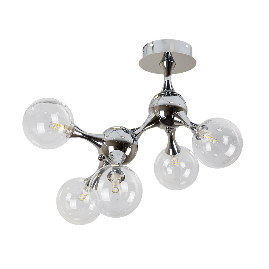 Люстра стельова LED Levistella 7529817-5 CR+CL, 5 плафонов, G9, хром, скло, сучасний стиль