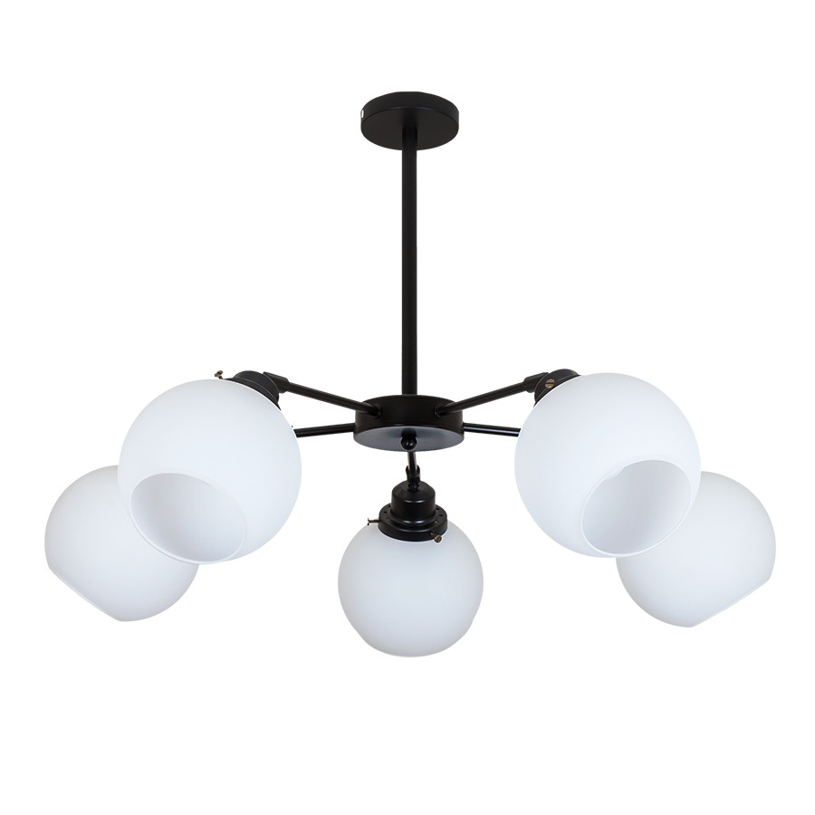 Люстра стельова Levistella 752F1609-5 BK+WH, E27, 5 плафонів, діаметр 700 мм, чорний+білий, сучасний стиль