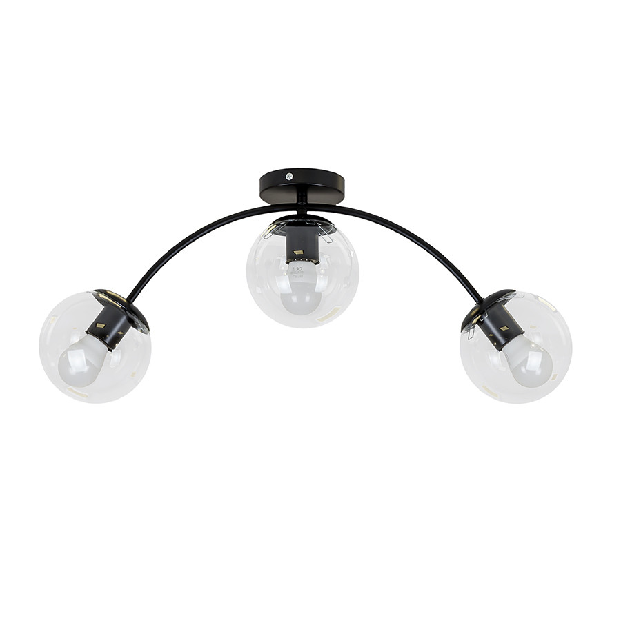 Люстра стельова LED Levistella 7529907-3 BK+CL, 3xE27, чорний метал + прозорі плафони, сучасний стиль Люстра стельова LED Levistella 7529907-3 BK+CL, 3xE27, чорний метал + прозорі плафони, сучасний стиль