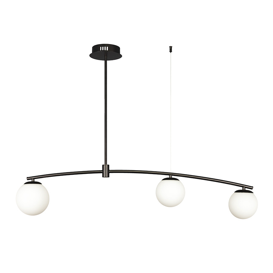Люстра стельова Levistella 7529827-3 BK+WH, E27, метал, біле скло, сучасний стиль для дому Люстра стельова Levistella 7529827-3 BK+WH, E27, метал, біле скло, сучасний стиль для дому