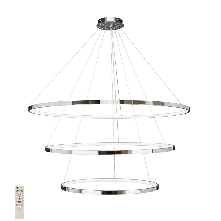 Люстра стельова LED Levistella 7529832-3A CHROME LED (600+800+1000), 164W, три режими світла, хромований метал, сучасний стиль, Люстра стельова LED Levistella 7529832-3A CHROME LED (600+800+1000), 164W, три режими світла, хромований метал, сучасний стиль,