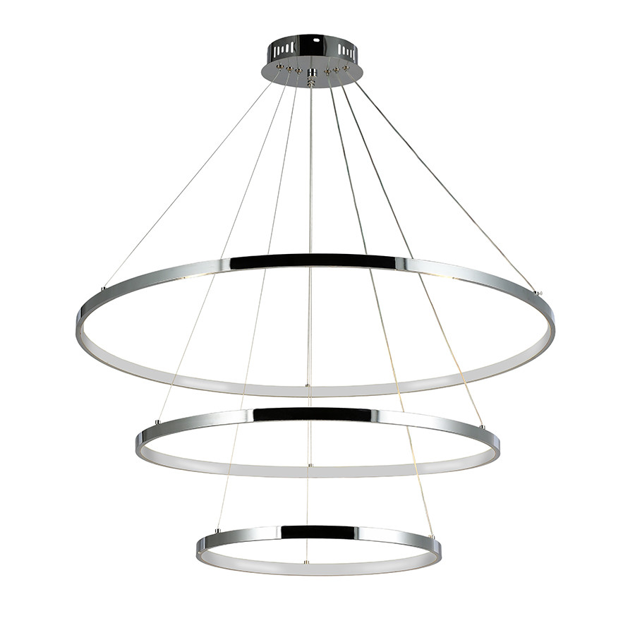 Люстра стельова LED Levistella 7529832-3A CHROME LED (400+600+800), 130W, діаметр 400/600/800 мм, хромований метал, сучасний стиль