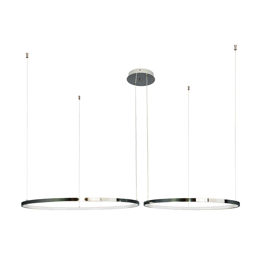 Люстра стельова LED Levistella 7529832-2B CHROME LED (600+800), 100W, діаметр 600+800 мм, хром, сучасний стиль з пультом, три