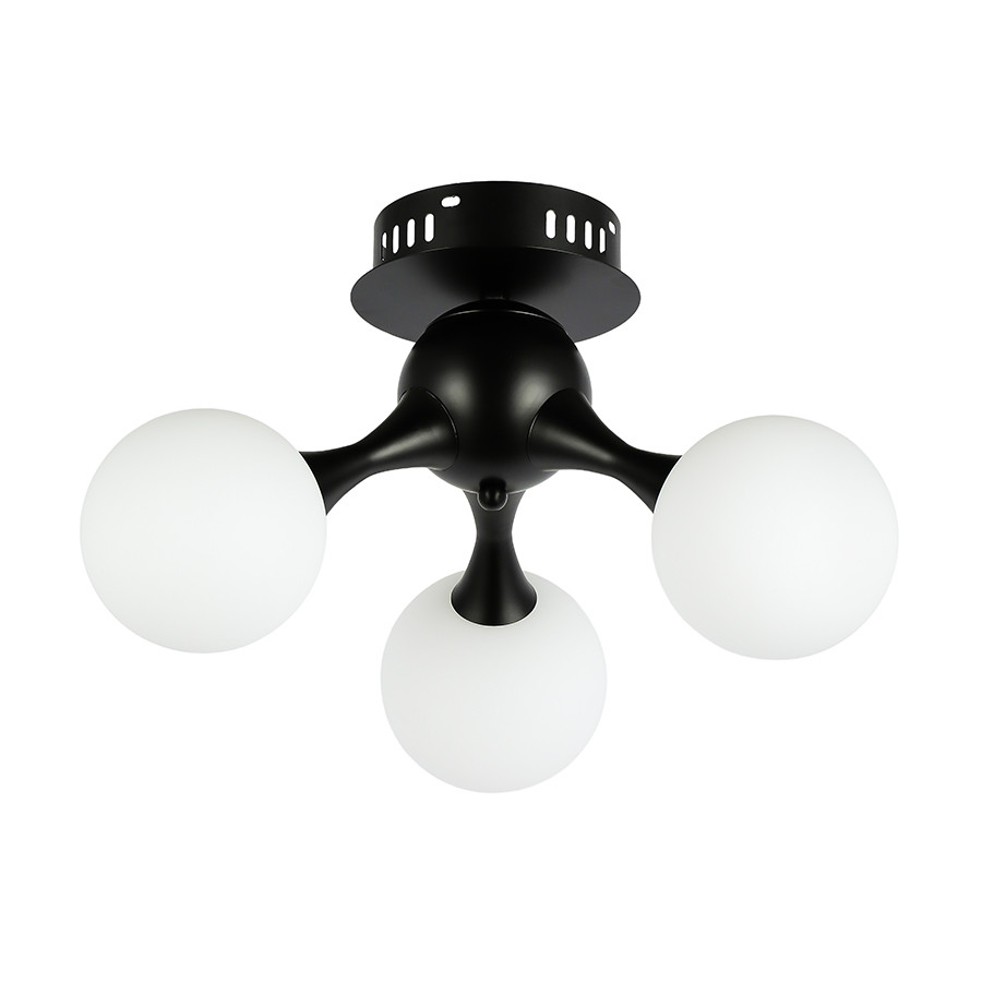 Потолочна люстра LED Levistella 7529817-3 BK+WH, 40W, чорний метал, біле скло, сучасний стиль для дому Потолочна люстра LED Levistella 7529817-3 BK+WH, 40W, чорний метал, біле скло, сучасний стиль для дому