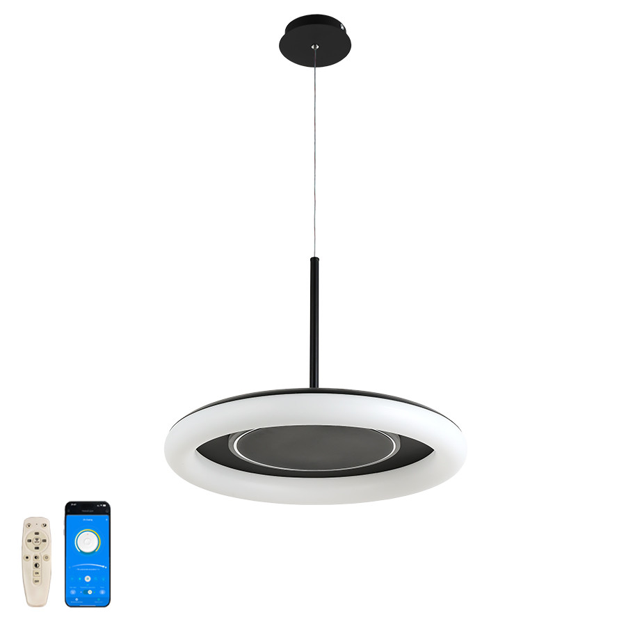 Люстра стельова LED Levistella 797MD6006 (500) BK, 70W, 3 режими, пульт, діаметр 500 мм, чорний метал, сучасний стиль