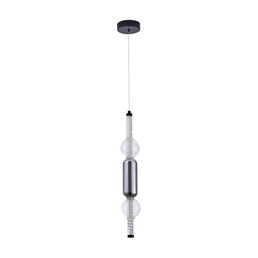 Світильник підвісний LED Levistella 788P39314 BK+CL+AM, 7W, 4000K, чорний метал + скло + дерево, вінтажний стиль для вітальні