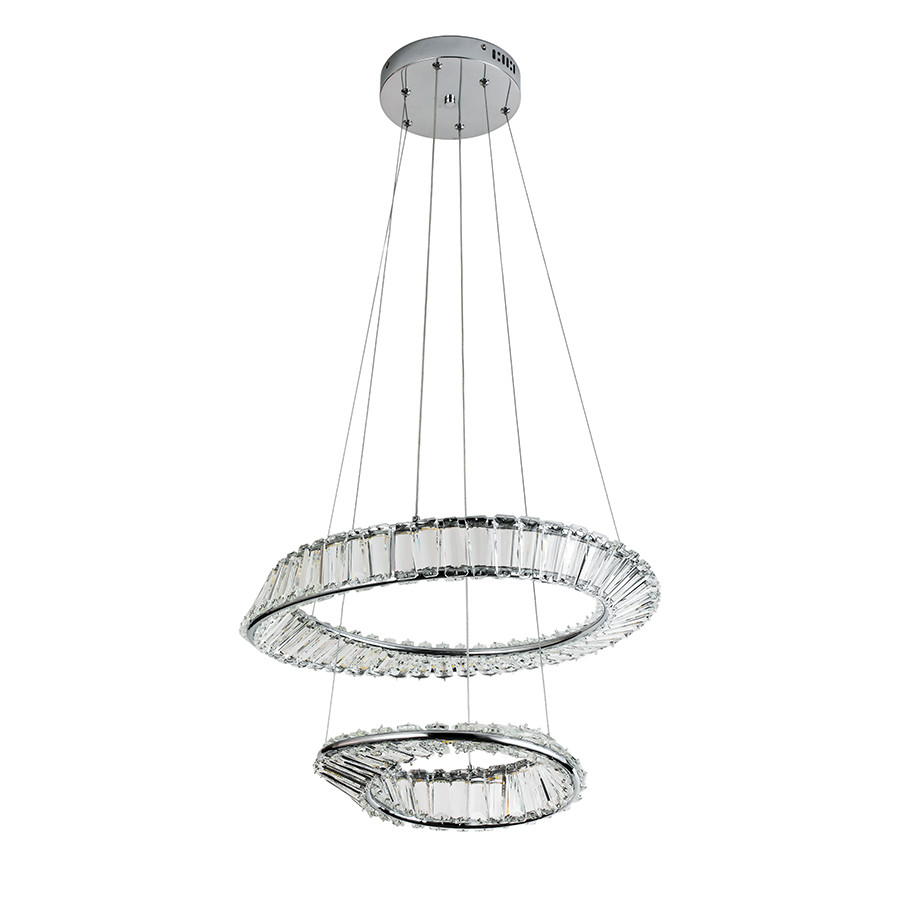 Люстра стельова LED Levistella 799L8801 (500+350) CH, 68W, сучасний стиль, хромований метал