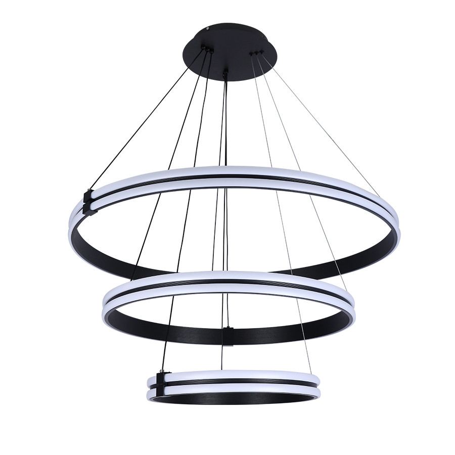 Люстра стельова LED Levistella 7871220 (400+600+800) BK, 210W, чорний метал, 3 режими світла, сучасний стиль для дому