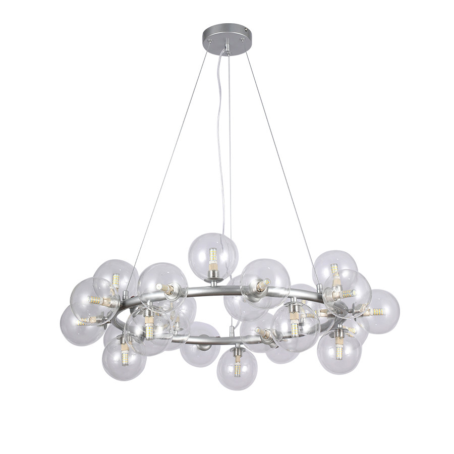 Люстра стельова Levistella 7841019-25 GAB+CL, G9, діаметр 750мм, сріблястий, скляний плафон, сучасний стиль для дому