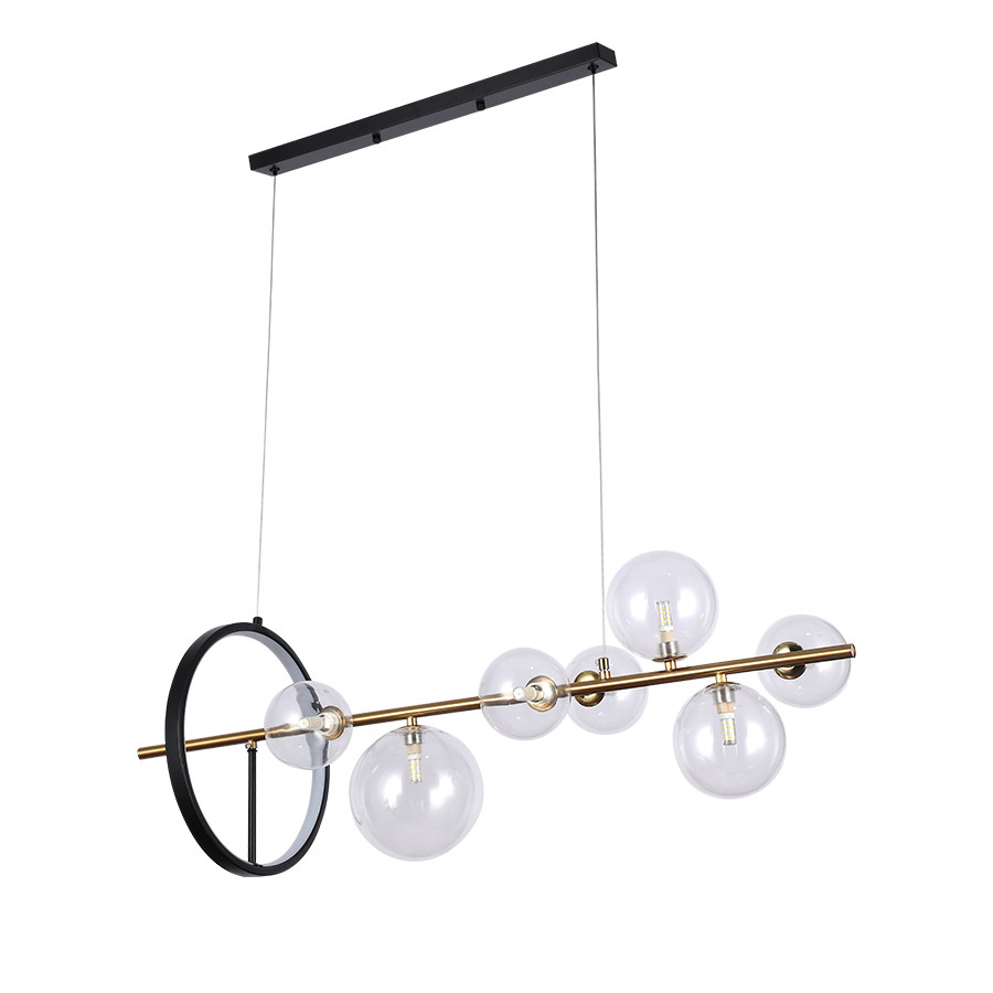 Люстра LED Levistella 918LP267-7 GAB+CL, 12W, чорний і золотий, 7 плафонів, сучасний стиль для дому