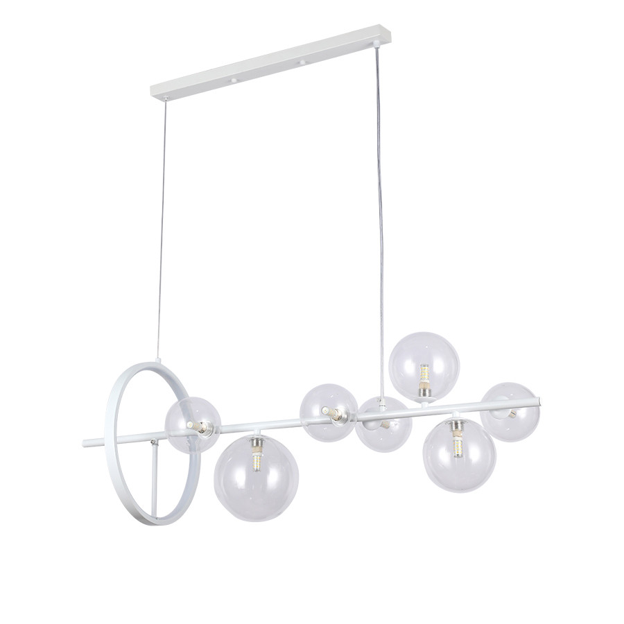 Люстра стельова LED Levistella 918LP267-7 WH+CL, 7 плафонів, сучасний стиль, білий/прозорий Люстра стельова LED Levistella 918LP267-7 WH+CL, 7 плафонів, сучасний стиль, білий/прозорий