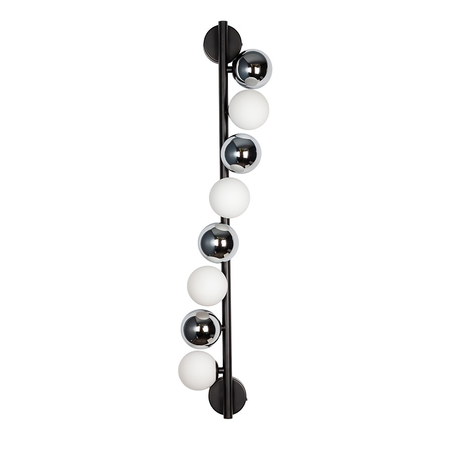 Сучасне настінне бра кульки в спальню Levistella 788W39272-8(4) BK+CH+WH чорне хром біле на 4 лампи G9 800х200 мм