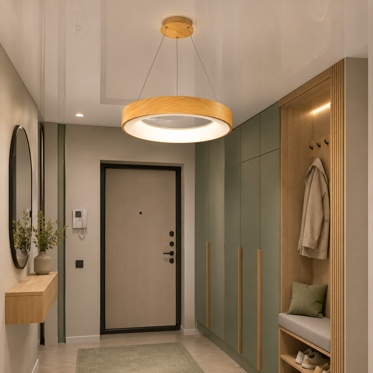 Сучасна підвісна LED-люстра Levistella 781P2291 (600) LWD світле дерево 90W з пультом