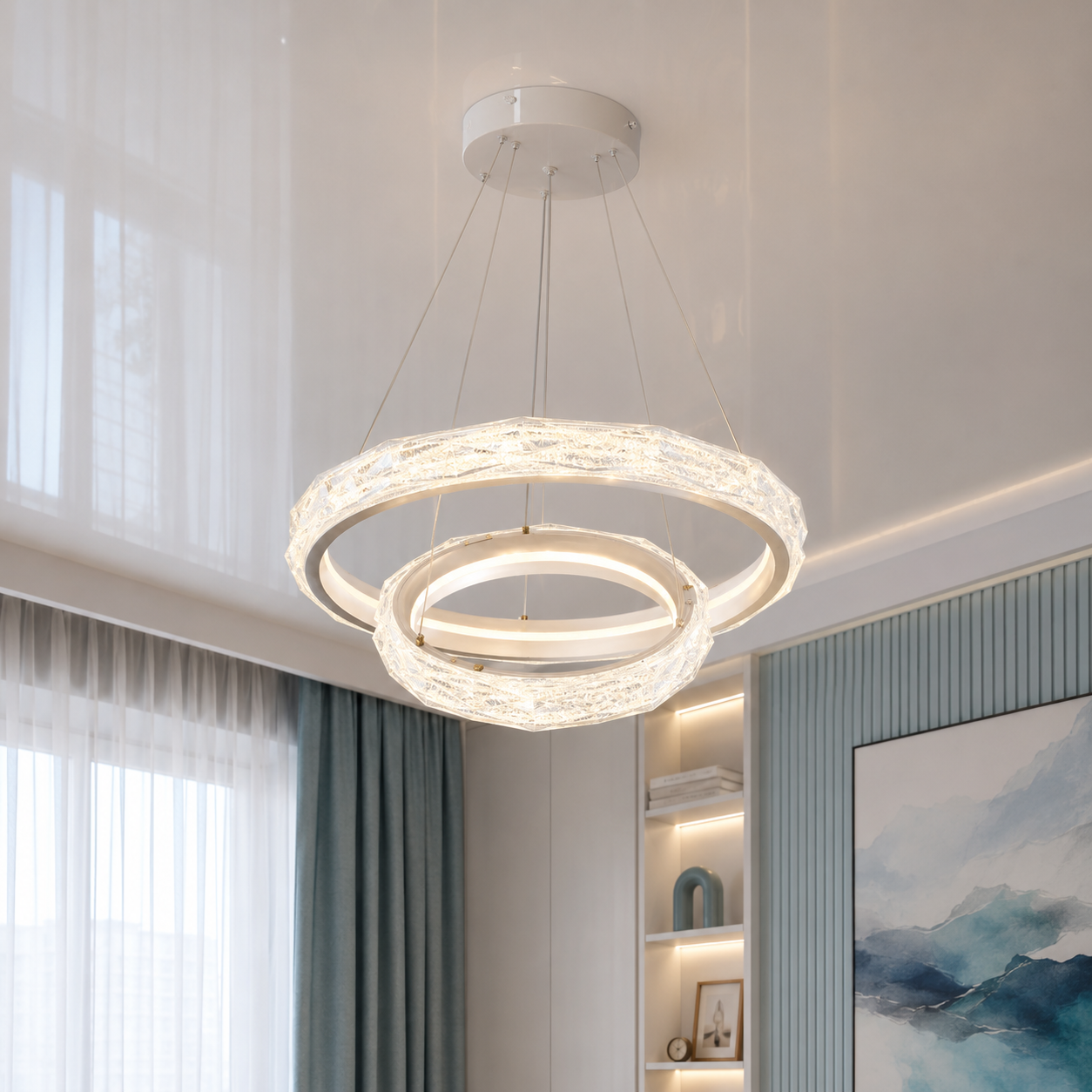 Ошатна LED-люстра Diasha MD3528/600+400CG шампань, 2 кільця, 90 Вт, 60 см, 14-20m2 Ошатна LED-люстра Diasha MD3528/600+400CG шампань, 2 кільця, 90 Вт, 60 см, 14-20m2