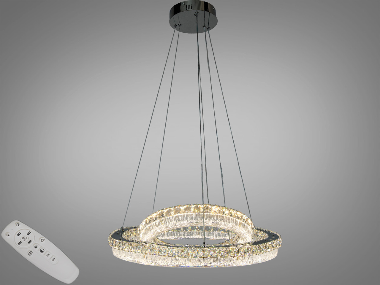 Підвісна LED-люстра Diasha MD6027/600+400HR для вітальні, спальні та кухні, 152 W, пульт, 61 см, 13-20m2 Підвісна LED-люстра Diasha MD6027/600+400HR для вітальні, спальні та кухні, 152 W, пульт, 61 см, 13-20m2