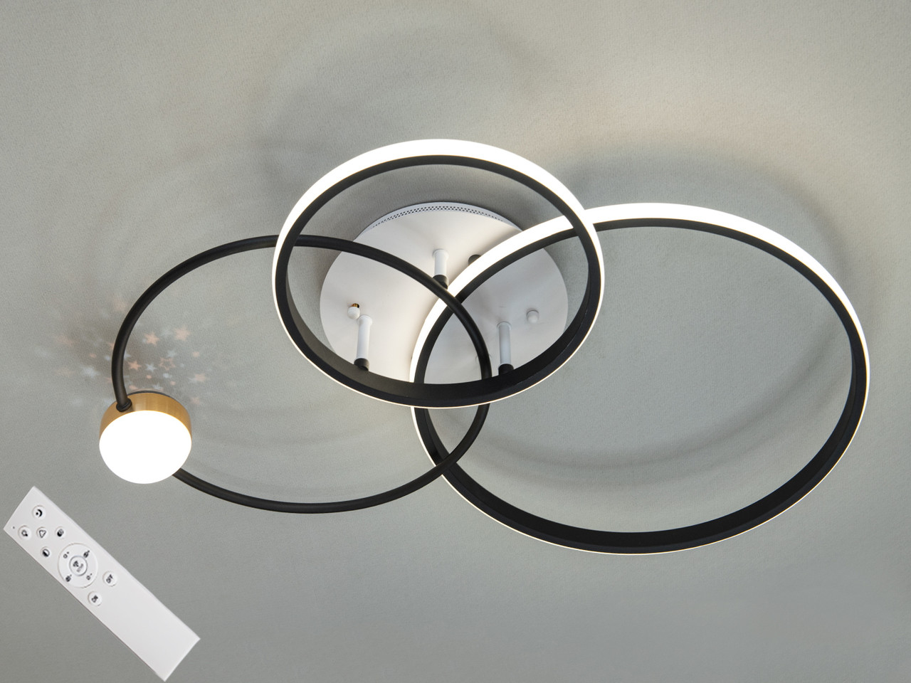 Стельова люстра LED Diasha MX2987-3L WH+BK Rings, 55W, біло-чорний, сучасний стиль для коридору, спальні, вітальні