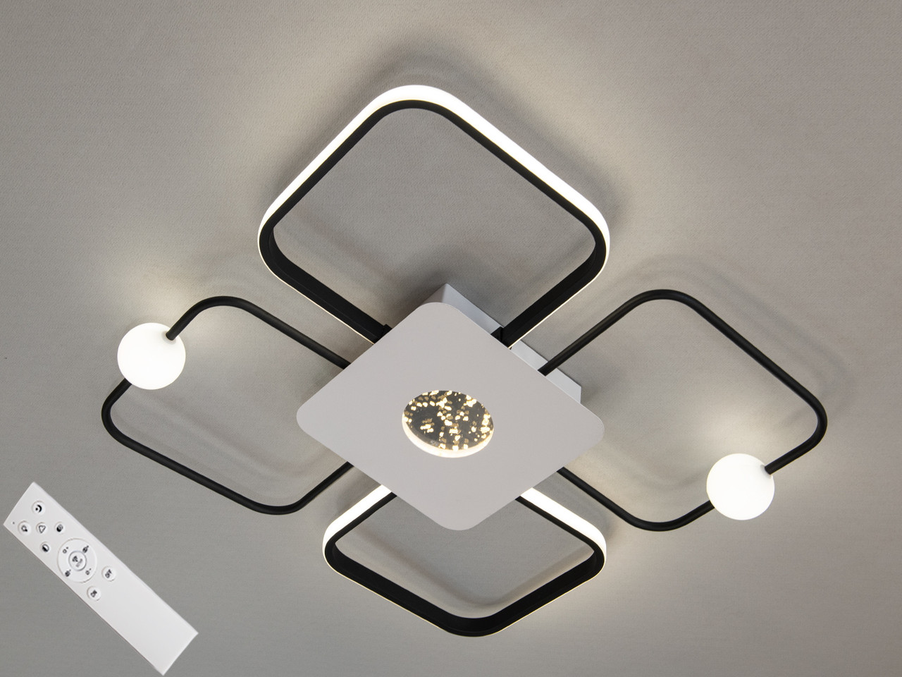 Люстра стельова LED Diasha MX2990-2+2B WH+BK, 55W, чорна+біла, сучасний стиль для вітальні, спальні, кухні, 60 см
