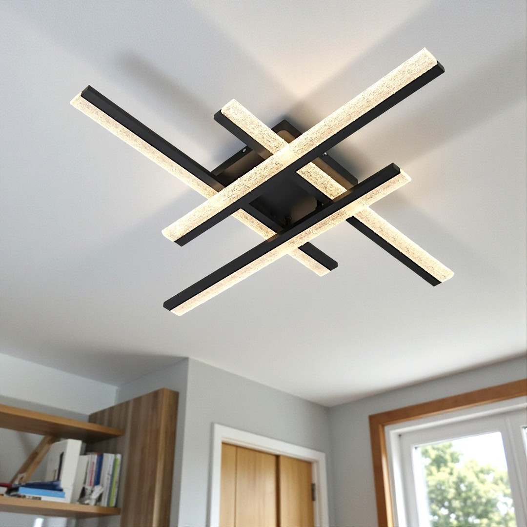 Стельова LED-люстра Diasha MX3068/4BK, геометрична перехресна, 80×80 см, 57 W Стельова LED-люстра Diasha MX3068/4BK, геометрична перехресна, 80×80 см, 57 W
