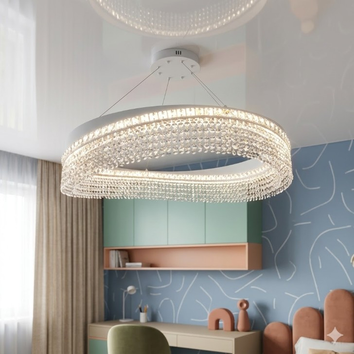 Світлодіодна люстра Diasha P7027/D800WH, кришталь, 100 W, 79 см, 15-25m2