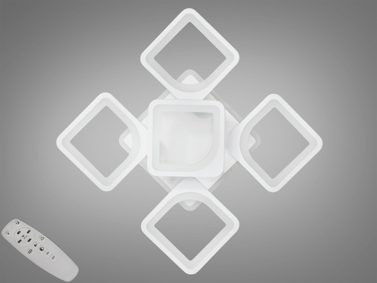 Люстра стельова LED Diasha S8060/4+1WH, 85W, 3200K-6500K, білий метал, сучасний стиль для дому Люстра стельова LED Diasha S8060/4+1WH, 85W, 3200K-6500K, білий метал, сучасний стиль для дому