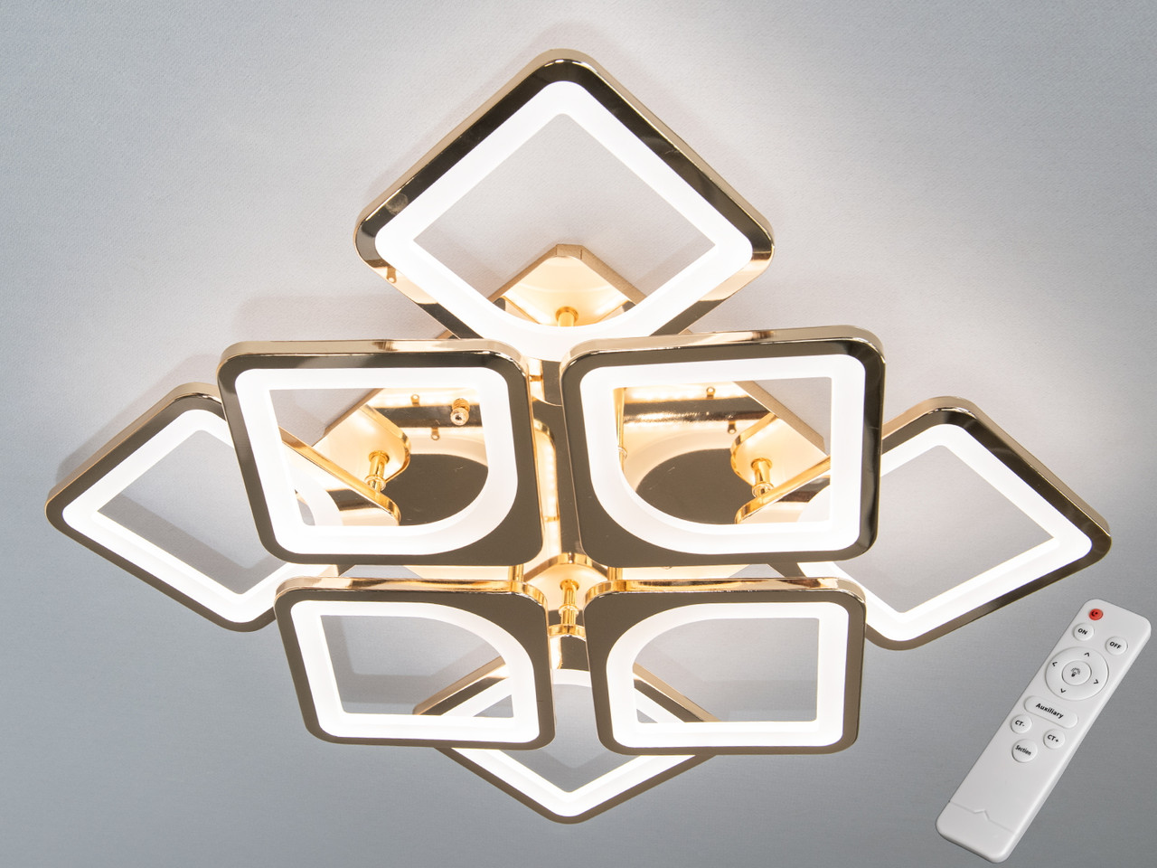 Смарт-люстра LED Diasha S8060/4+4G 115W, 6325 лм, золота, для вітальні, спальні, кухні