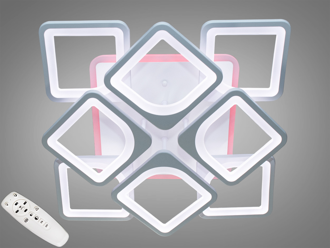 Люстра стельова LED Diasha S8060/4+4WH, 130W, 3200K-6000K, білий акрил, сучасний стиль для дитячої кімнати Люстра стельова LED Diasha S8060/4+4WH, 130W, 3200K-6000K, білий акрил, сучасний стиль для дитячої кімнати