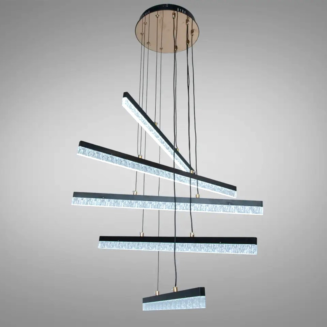 Підвісна LED-люстра Diasha SX1016/5BK, чорна, 70W, акрилові світлові планки, регулювання висоти та пульт Підвісна LED-люстра Diasha SX1016/5BK, чорна, 70W, акрилові світлові планки, регулювання висоти та пульт