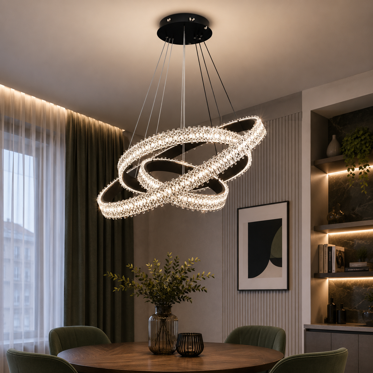 Світлодіодна підвісна люстра Artlight WG5129/80+60+40BK, 105 Вт, чорна Світлодіодна підвісна люстра Artlight WG5129/80+60+40BK, 105 Вт, чорна