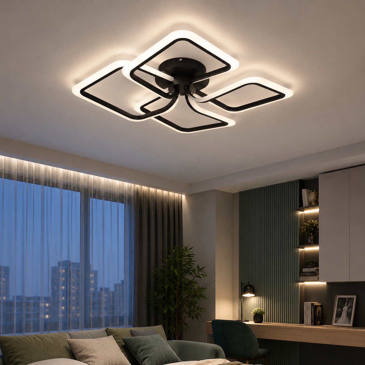 Світлодіодна стельова люстра Artlight WG5146-4BK, 69 Вт, чорна Світлодіодна стельова люстра Artlight WG5146-4BK, 69 Вт, чорна