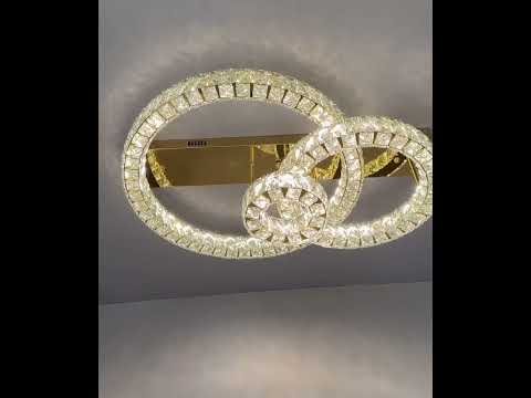 Відеоогляд товару: Люстра LED кільця Linisoln 7708-3А GD метал, кришталь золото, 3 лампи