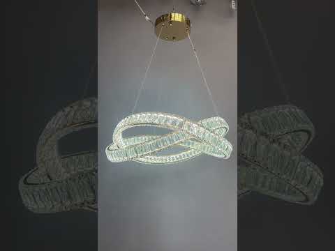 Видеообзор товара: Подвесная хрустальная LED-люстра Linisoln 7108 FG с кольцами, золото, 180 Вт, диаметр 58 см